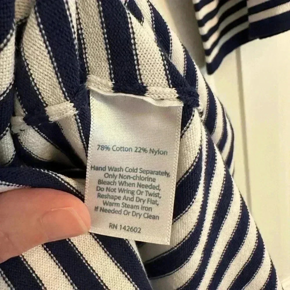 Sail to Sable STS Navy and White Striped Bell Sleeve Sweater Dress XS - Picture 5 of 11